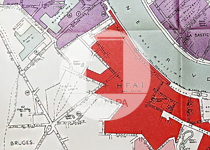 Étude Alliés des risques d'incendies ville de Bordeaux 1942